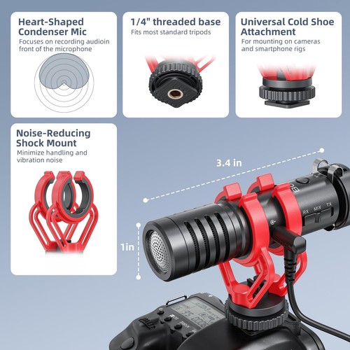 MM1W Shotgun Mic for Video Camera, Shotgun Microphone with Shock Mount, Exter... - Picture 3 of 6