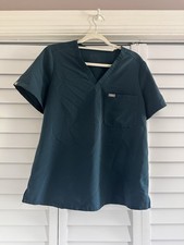 Figs Technical Collection Scrub Top WOMEN  S SIZE L Dark Teal Pocket