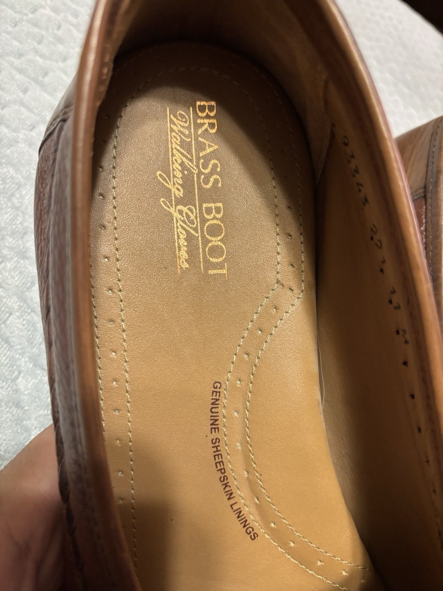 Brass Boot Brown Leather Loafers Men Size 11 M Woven Interlocking Tassel Slip On Brass Boot Men main image 4