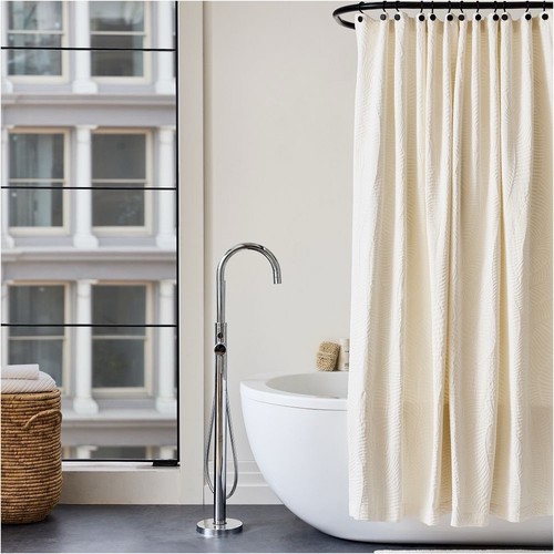 West Elm Trailing Fern Matelasse Shower Curtain 72”W X 74”L Celadon Green - Picture 2 of 6