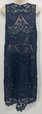 Alice and Olivia Women's Sleeveless Navy Blue Kelissa Lace Tunic Dress Size NA