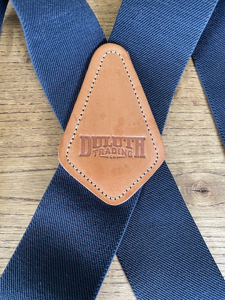 Duluth Trading Co. X-Back Side Clip Suspenders 2" Wide Heavy Duty Clasps Blue - Image 2 of 4