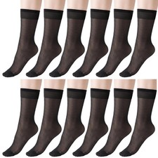 6 Pairs Black Women's Ankle Sheer Nylon Socks, Summer Ultra Thin Cool See