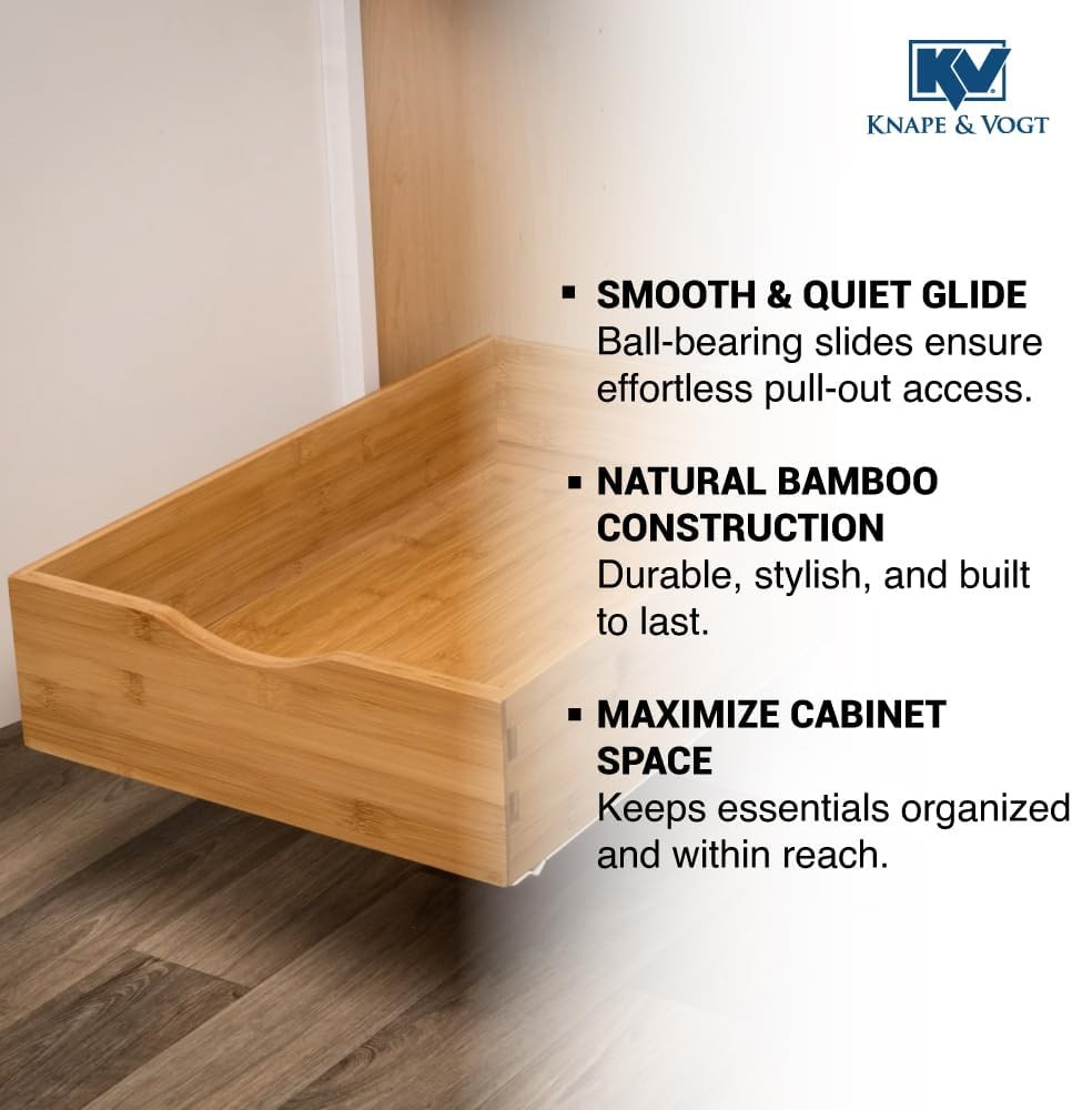 14-Inch  Bamboo Wood Pull-Out Cabinet Drawer Organizer