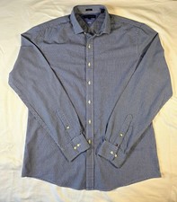 Tommy Hilfiger Mens Slim Fit Dress Shirt Long Sleev sz 16.5 36/37 Navy White