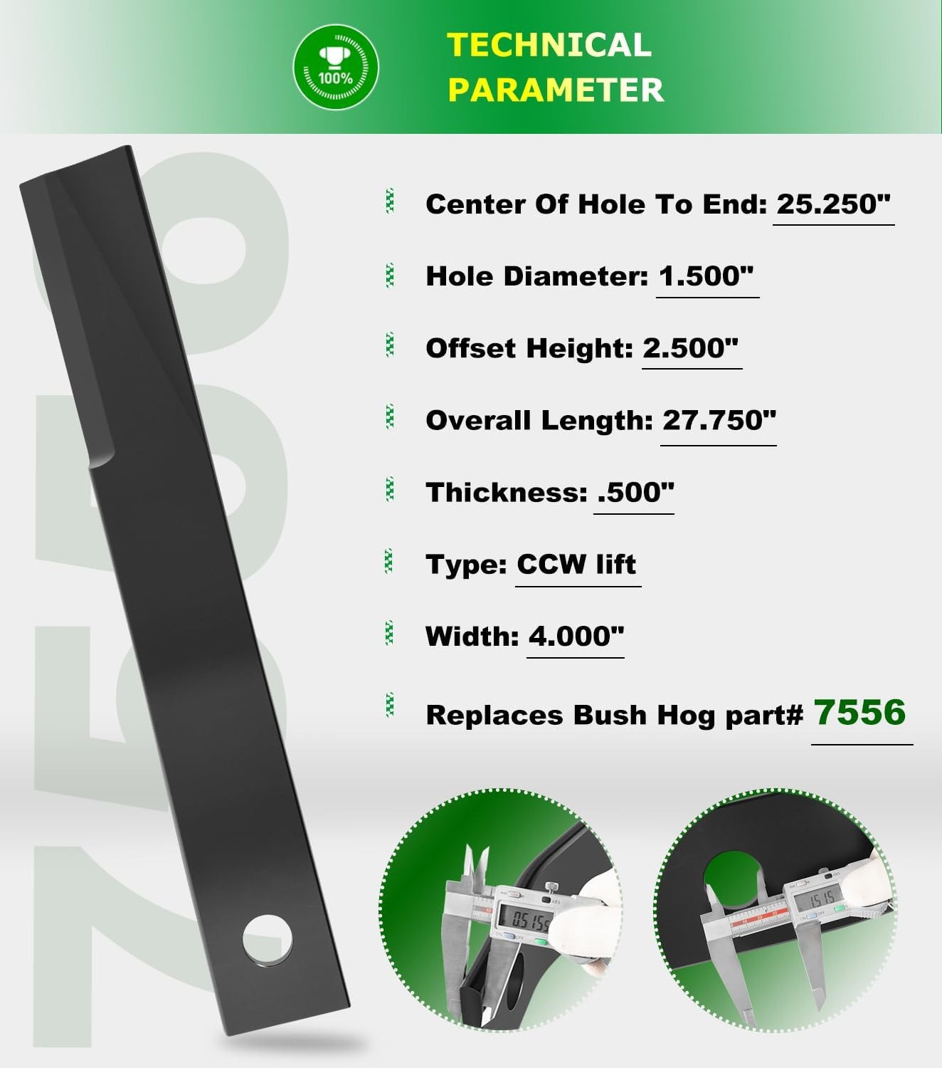 7556 Rotary Cutter Blades 27" x3/4" Lawn Mower Blades For Bush Hog, 2 Blade Set
