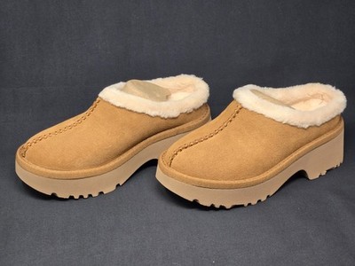 UGG Women's Multi Sizes New Heights Cozy Clog Chestnut Suede Shoes