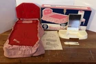 1960S IDEAL TAMMY DOLL WOOD BED W/VELVET HEADBOARD RED & WHITE BEDSPREAD/PILLOW