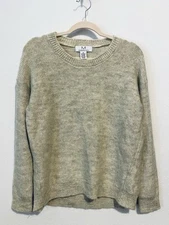 M Magaschoni Sweater Womens Medium Oatmeal Mohair Wool Crew Neck Pullover Cozy