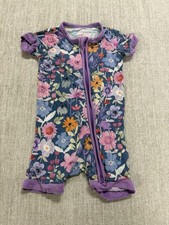 Little Sleepies Dusk Blooms Floral Bamboo Shorty Zippy Size 3-6 Months