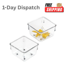 iDesign 2Pk 3x3x2in Drawer Organizer Clear Vanity Bathroom