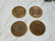 Rare (4) Joseon Dynasty Postal Horses Warrants Bronze Metal Set Korea Badge 22