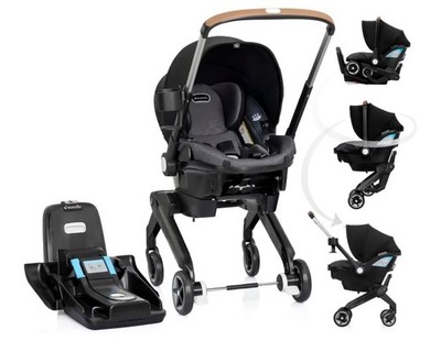 Evenflo Shyft DualRide Infant Car Seat Stroller Combo with Carryall Storage Gray