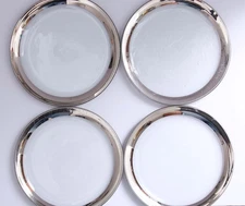 Set of 4 Annieglass Roman Antique Platinum Dinner Plates 10 1/4" 1985