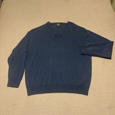 Jos A Bank 100 Cashmere Sweater Men's XL Blue V-Neck Quiet Luxury Soft