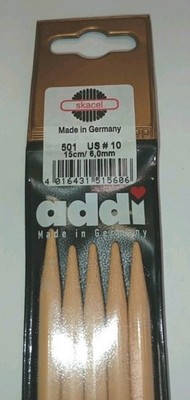 Skacel Addi #501 Double Point Knitting Needles 8'' US Size 10 6mm Set Of 5 New
