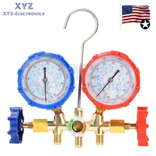 AC Manifold Gauge Set 3 Way For R12 R22 R404A R134A Refrigeration Charging USA