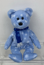 Beanie Baby Ty 1999 Holiday Teddy Snowflake Blue Bear Plush Retired Winter 90s