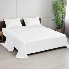 Premium 100 Viscose Derived from Bamboo Sheet Set - Ultra Soft, Queen White
