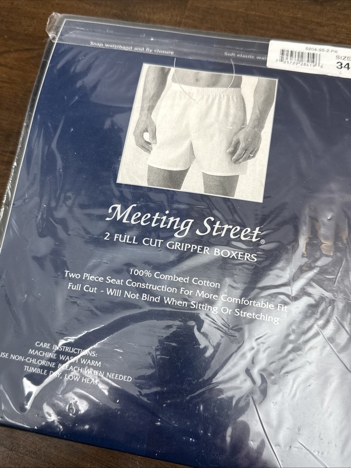 NEW Meeting Street Boxers 2-Pack Full Cut Gripper Boxers Plaid Size 34 ...