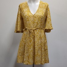 NEXT Flutter Bell Sleeve Yellow Floral Women's Dress Size 8