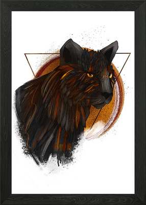 Schwarze Katze gerahmtes Wandbild Poster Leinwanddruck Bild