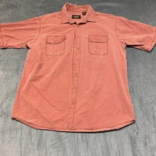 RedHead Shirt Mens XL Tall Faded Red Cotton Pleated Logo Everyday Wear Button Up