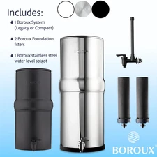 Boroux Gravity Water Filter System - Foundation Filters with Water Level Spigot