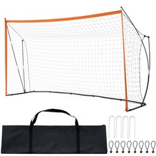 Outdoor Soccer Goal 12x6ft: Steel  Fiberglass, Waterproof Net, 6 Ground Nails