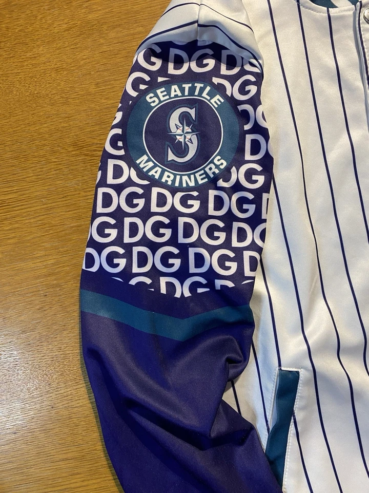 Seattle Mariners DGK Satin Jacket Small MLB Pinstripe Snap Urban Streetwear Rare - Image 4 of 4