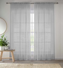 Voile Curtains for Living Room, Plain, Woven, with Slits, 145 x 229 cm,...