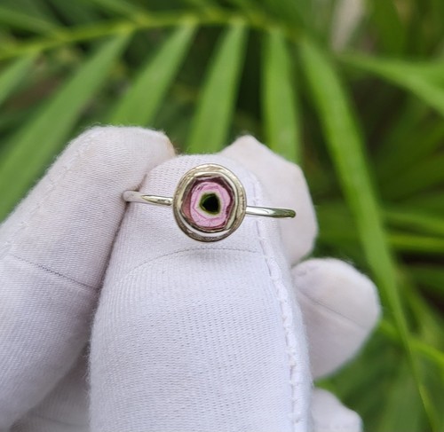 Natural Watermelon Tourmaline Gemstone 925 Sterling Silver Ring Sz 8.5 US P81 - Picture 5 of 7