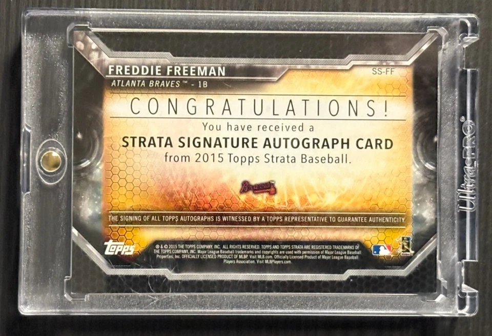 FREDDIE FREEMAN 2015 TOPPS STRATA SIGNATURE AUTO SHADOWBOX DODGERS BRAVES - Image 2 of 2