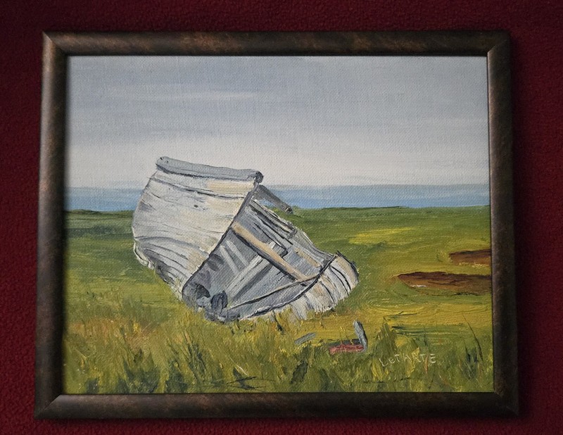 Vtg Nautical Boat Painting signed LETARTE