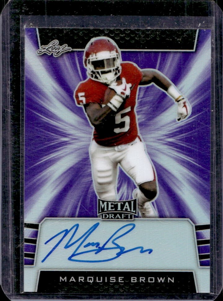 Marquise Brown Leaf Metal Draft Autographs Photo Variation #PVMB1 Purple