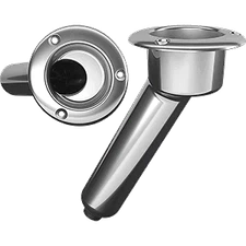 Mate Series C1030D Stainless Steel 30° Rod & Cup Holder - Drain - Round Top
