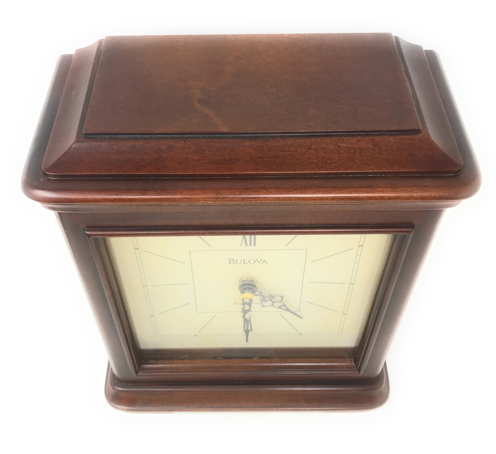 BULOVA Westminster Wood Mantle Clock / Working / Uses Batteries / Good