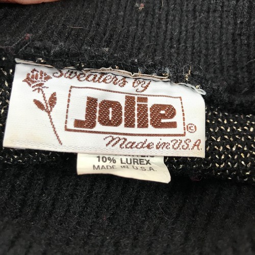 Vintage Pullover Damen groß schwarz metallic gold aztekisch Acryl USA by Jolie - Bild 2 von 13