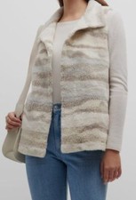 $295 Jocelyn Women's Beige Telluride Sleeveless Faux-sherpa Vest Jacket Size S
