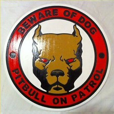 Beware of Dog Pitbull Pit Bull 3D routed wood custom pet sign