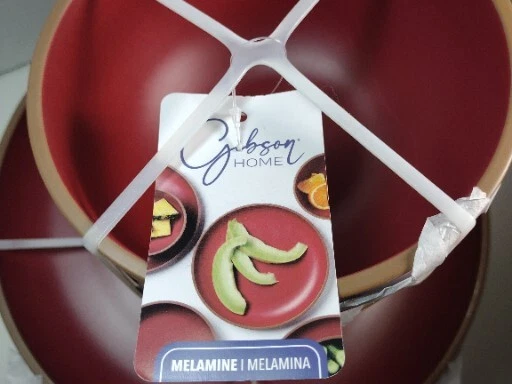 Kitchen New Gibson Home 8 Piece Melamine Four Plates For Round Bowls 1 Bowlcrack - Image 4 of 4