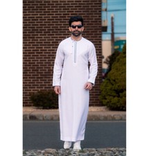 Men's Casual Full Length Islamic Thobe 506 Emirati White