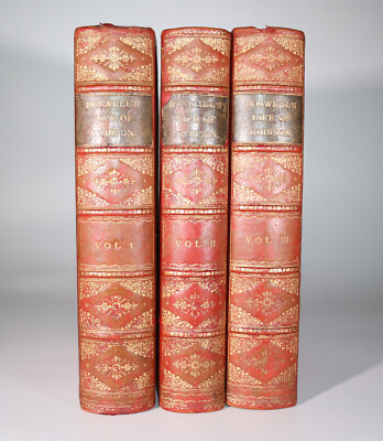 1906 The Life Of Samuel Johnson by James Boswell 3 Vols Half Red Leather Binding