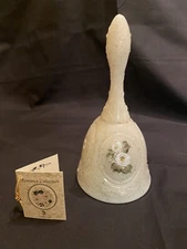 Fenton HTF Romance Collection Ivory Glass Bell Hand Painted Signed 22ct. gold 