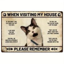 1pc Cat Metal Tin Signs Vintage Art Iron Rustic Wall Decor When Visiting My