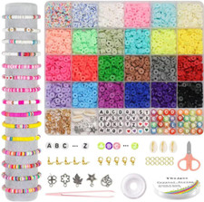Clay Beads Bracelet Making Kit, 3800Pcs Polymer Flat Beads for Jewelry Making He