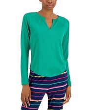 Jenni Women s Split-Neck Pajama Top Racing Green, Small