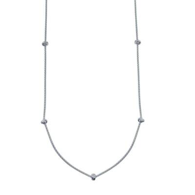 30'' LANGE 14K WEISSGOLD ÜBER SILBER CORREANA KETTE MIT 7 KNOTEN CHARMS HALSKETTE