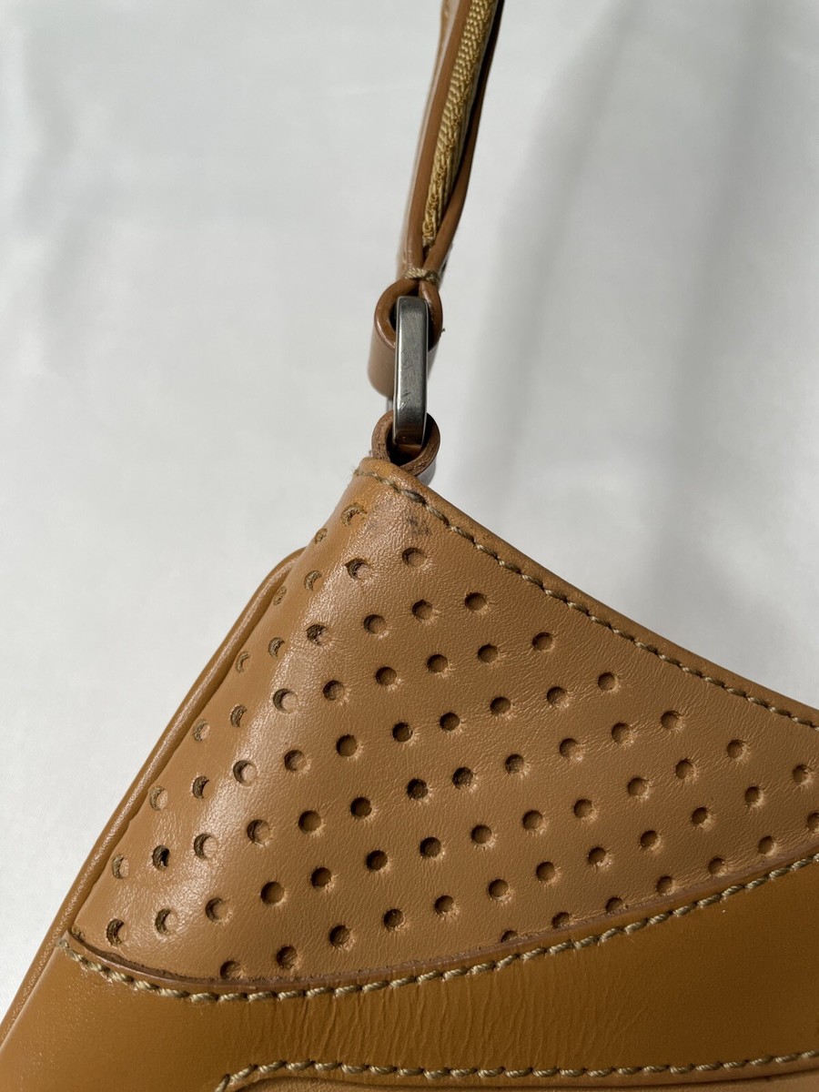 Prada Spring 2000 Perforated Tan Camel Brown Vitello Drive Prada Spring 2000 Perforated Tan Camel Brown Vitello Drive
