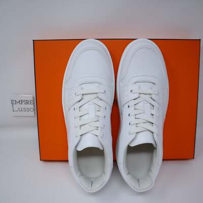 $1050 37.5 NEW HERMES Women Free sneaker White Blanc Orange